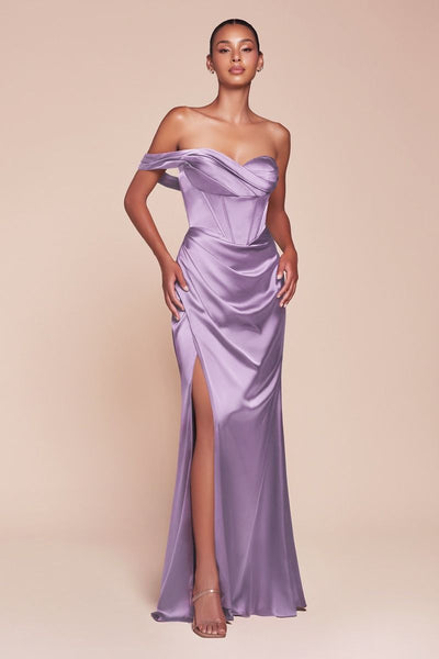 CD7448 ONE SHOULDER SATIN CORSET GOWN Sandi's Selections CD7448 ONE SHOULDER SATIN CORSET GOWN Sandi's Selections
