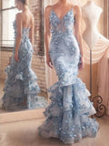 CC2288   Floral Appliqued Mermaid Gown
