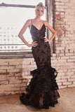 CC2288   Floral Appliqued Mermaid Gown