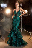 CC2288   Floral Appliqued Mermaid Gown