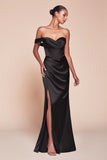 CD7448   ONE SHOULDER SATIN CORSET GOWN