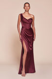 CD7448   ONE SHOULDER SATIN CORSET GOWN