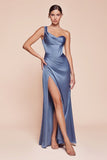 CD7448   ONE SHOULDER SATIN CORSET GOWN