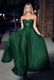 L7496    Strapless A-Line Satin Dress