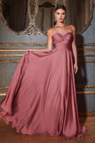 L7496    Strapless A-Line Satin Dress