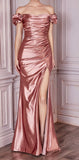 CD-KV1056     Off the shoulder fitted satin gown