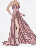 CJ523  A-line Satin Gown