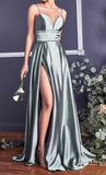 CJ523  A-line Satin Gown