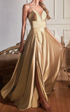 CJ523  A-line Satin Gown