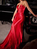 CDS441  Strapless Fitted Satin Gown