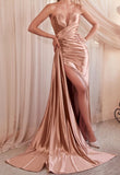 CDS441  Strapless Fitted Satin Gown