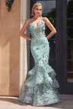 CC2288   Floral Appliqued Mermaid Gown