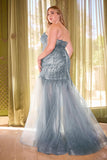 CD0214C  Strapless Beaded Mermaid Dress