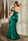 CD327C  One Shoulder Satin Draped Gown