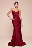 CD791   STRAPLESS STRETCH SATIN FITTED GOWN