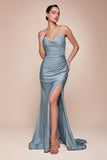 CD791   STRAPLESS STRETCH SATIN FITTED GOWN