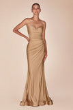 CD791   STRAPLESS STRETCH SATIN FITTED GOWN