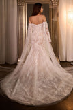 CDS424W  FITTED LACE MERMAID GOWN WITH SLEEVES