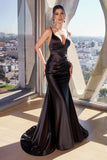 CH062   FITTED STRETCH SATIN GOWN