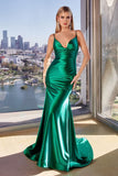 CH062   FITTED STRETCH SATIN GOWN