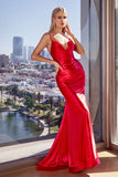 CH062   FITTED STRETCH SATIN GOWN