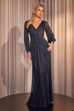 CK2141   LONG SLEEVE SHEATH DRAPED DRESS