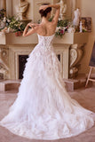 WL016  STRAPLESS DROP WAIST CASCADING WEDDING DRESS